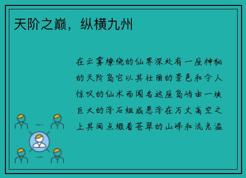 天阶之巅，纵横九州